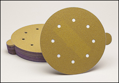 8 inch  gold paper PSA discs with 8 vacuum holes. - 8" gold paper PSA discs