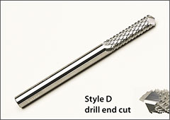 Style D, drill end cut - Mastercut carbide routers